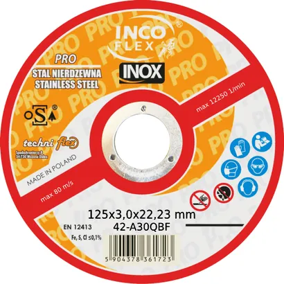Incoflex Tarcza do cięcia metalu wypukła PRO INOX M42 125 x 3,0mm A30QBF