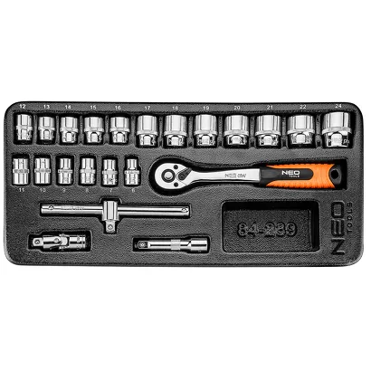 NEO Tools Klucze nasadowe zestaw 3/8" 22 sztuki 84-239