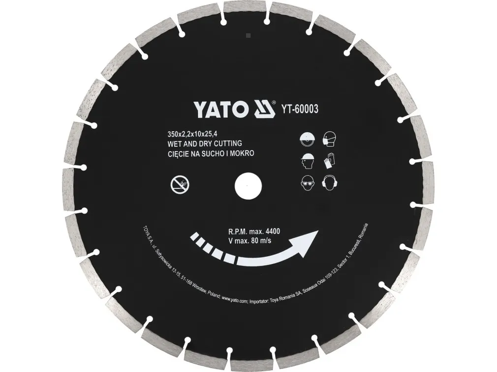 Yato Tarcza diamentowa do betonu 350x25,4mm wytrzymała YT-60003 