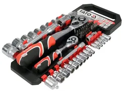 Yato Komplet nasadek z akcesoriami 1/4"; 1/2" YT-38680 
