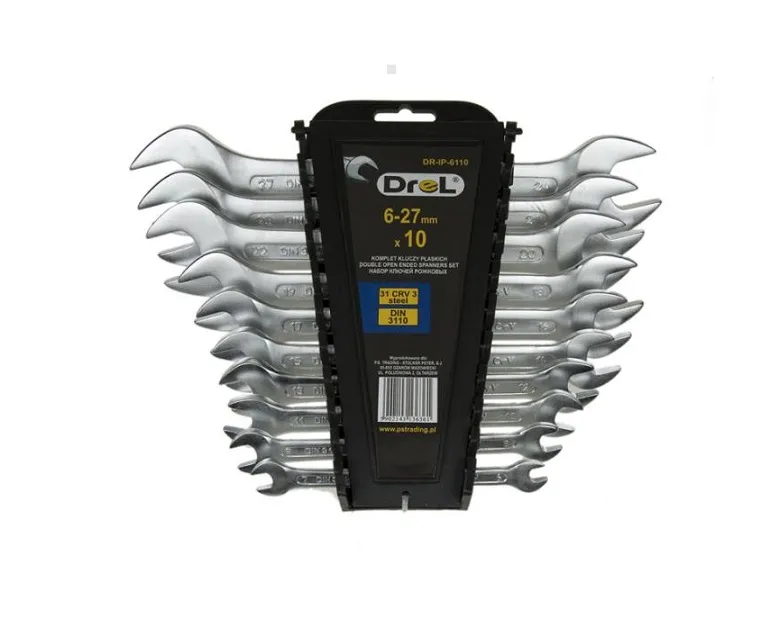 Drel Klucze płaskie - zestaw CrV3 6-27 mm 10 szt.  DR-IP-6110 