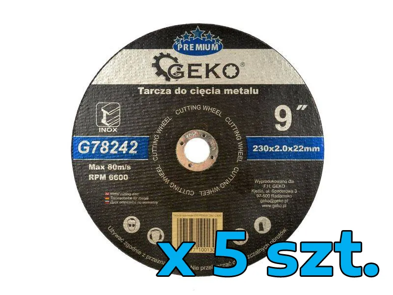 Geko Tarcza do cięcia metalu 230x2,0mm 5szt. G78242 