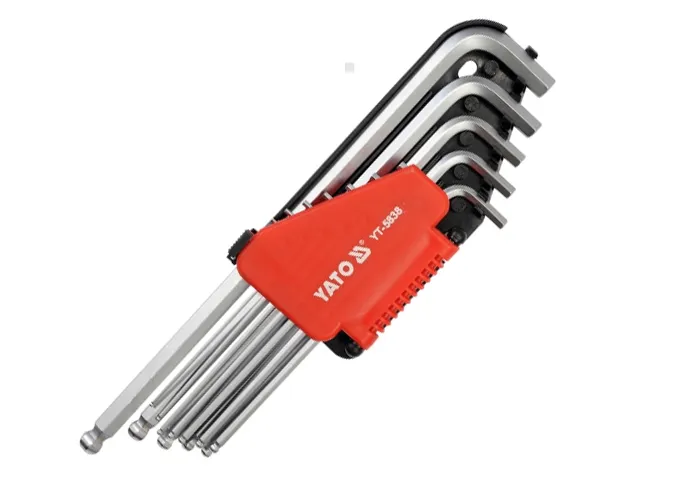 Yato Klucze imbusowe hex calowe extra długie z kulką 12 szt. CrV6150 YT-5838 