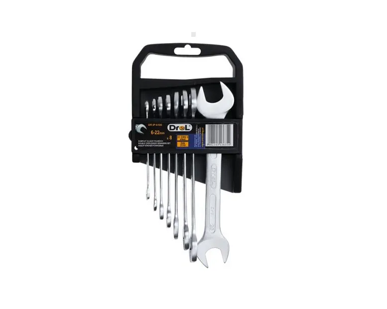 Drel Klucze płaskie - zestaw CrV3 6-22 mm 8 szt.  DR-IP-6108 