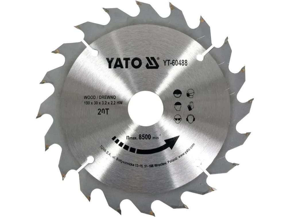 Yato Tarcza widiowa do drewna 190x20Tx30mm szybkie cięcie YT-60488
