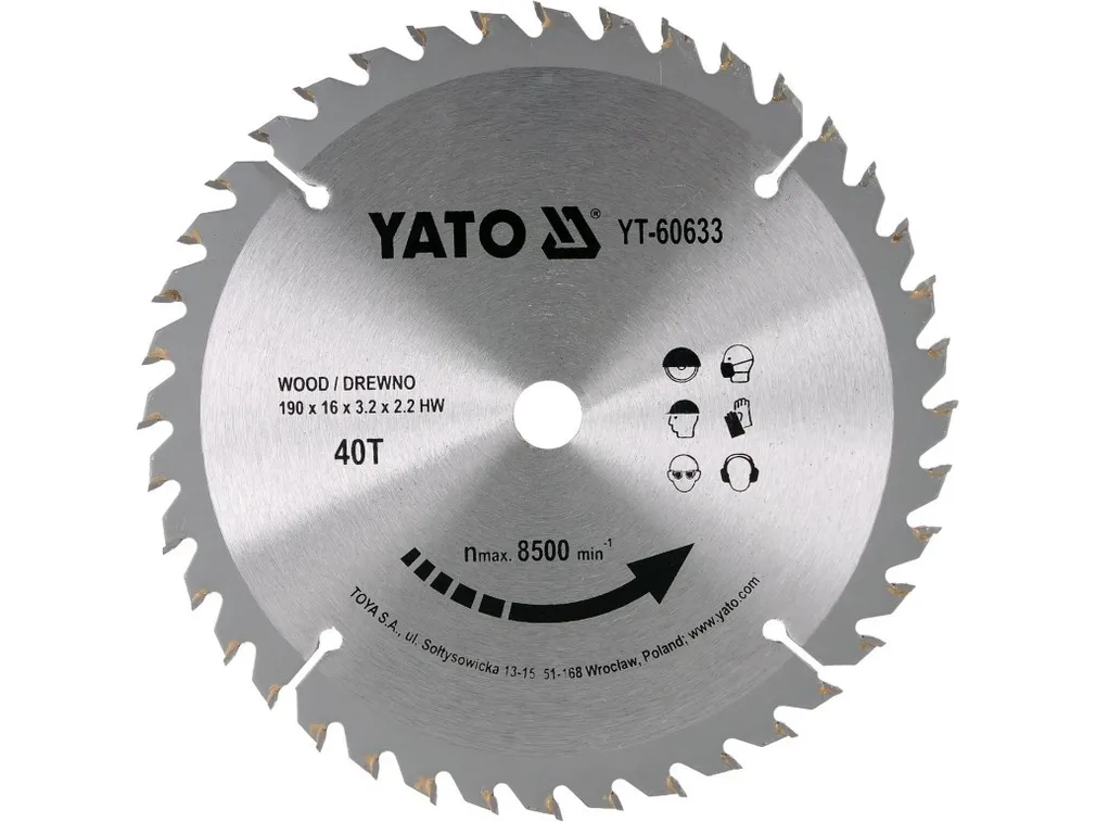 Yato Tarcza widiowa do drewna 190x40Tx16mm profesjonalna YT-60633