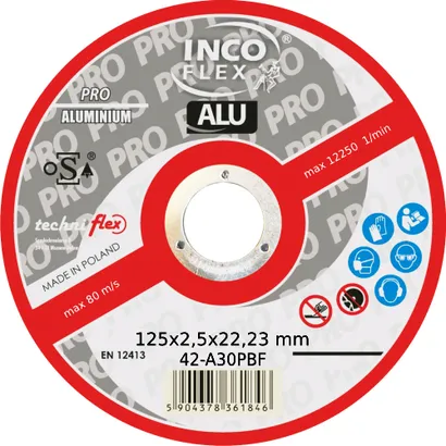 Incoflex Tarcza do cięcia aluminium wypukła ALU PRO M42 125 x 2,5mm A30PBF
