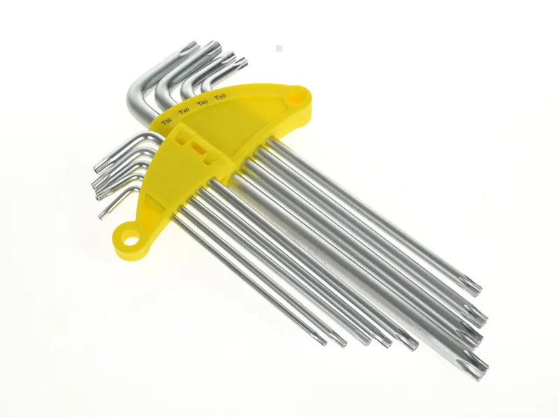 Drel Klucze imbusowe bardzo długie Torx z otworem 9szt. T10-T50 CRV  DR-IKT-2409
