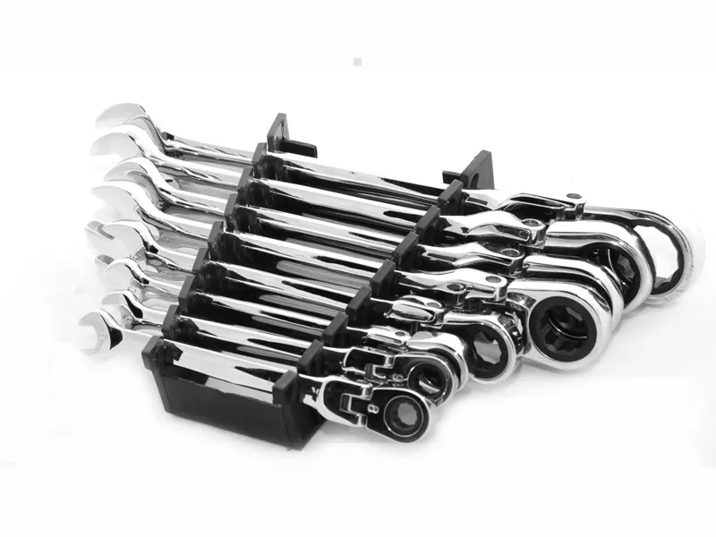 Geko Klucze płasko oczkowe z grzechotką i przegubem 8-22mm 8el. G10338 