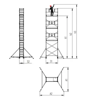 Levvel Rusztowanie aluminiowe jezdne SOLID 900 - 2