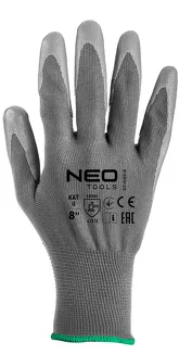 Neo Rękawice robocze, poliester pokryty PU, 4131X, rozmiar 8 97-646-8 - 4