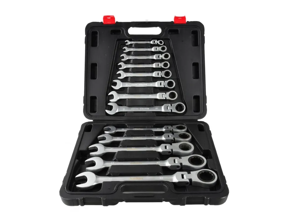 Kietlin Klucze płasko oczkowe łamane z grzechotką 8-32mm 13el. K00105