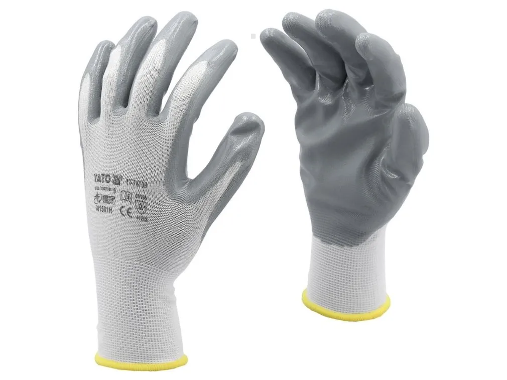 Yato Rękawice robocze nylon/nitryl białe rozm. 9 YT-74739  PROMOCJA