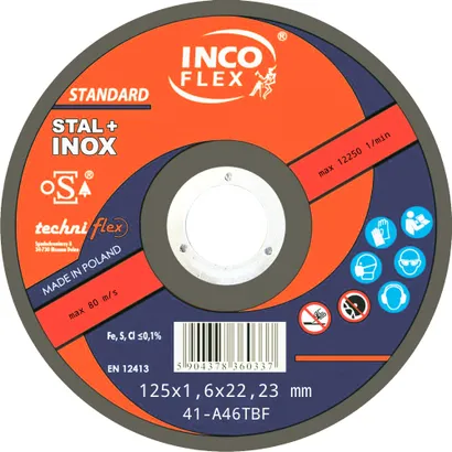 Incoflex Tarcza do cięcia Standard STAL+INOX M41 125 x 1,6mm A60TBF