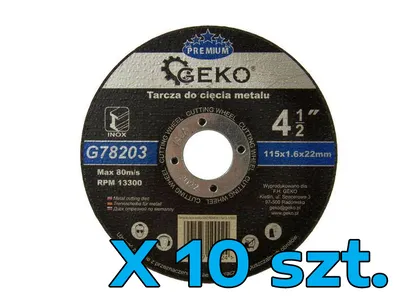 Geko Tarcza do cięcia metalu 115x1,6mm 10szt. G78203 
