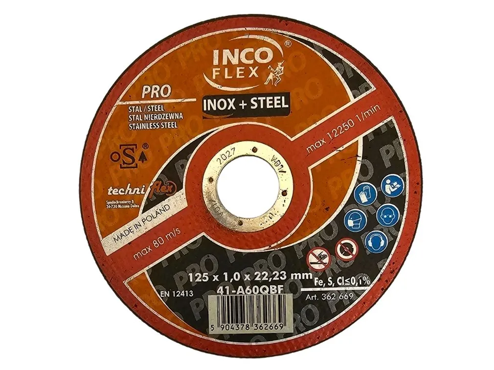 Incoflex Tarcza do cięcia metalu PRO STAL+INOX M41 115 x 1,0mm A60QBF