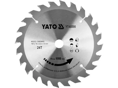 Yato Tarcza TCT do drewna 165x24Tx16mm szybkie cięcie YT-60590