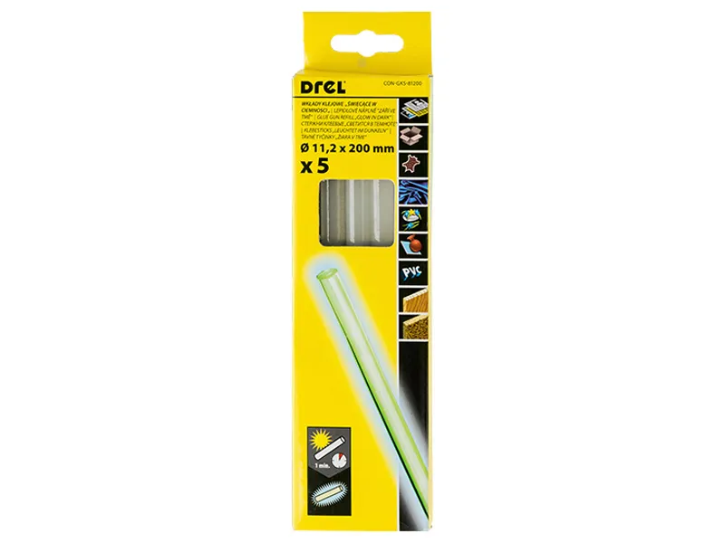 Drel Wkłady klejowe fluorescencyjne 11,2x200mm 5szt.  CON-GKS-81200 