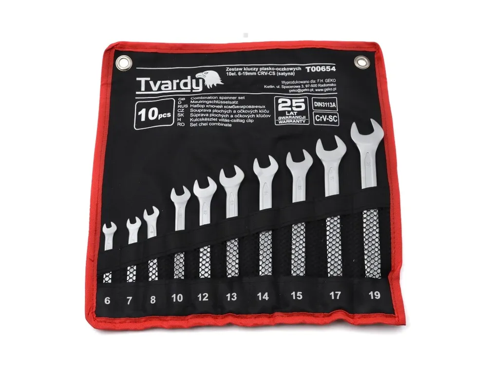 Tvardy Klucze płasko oczkowych zestaw 10el. 6-19mm T00654