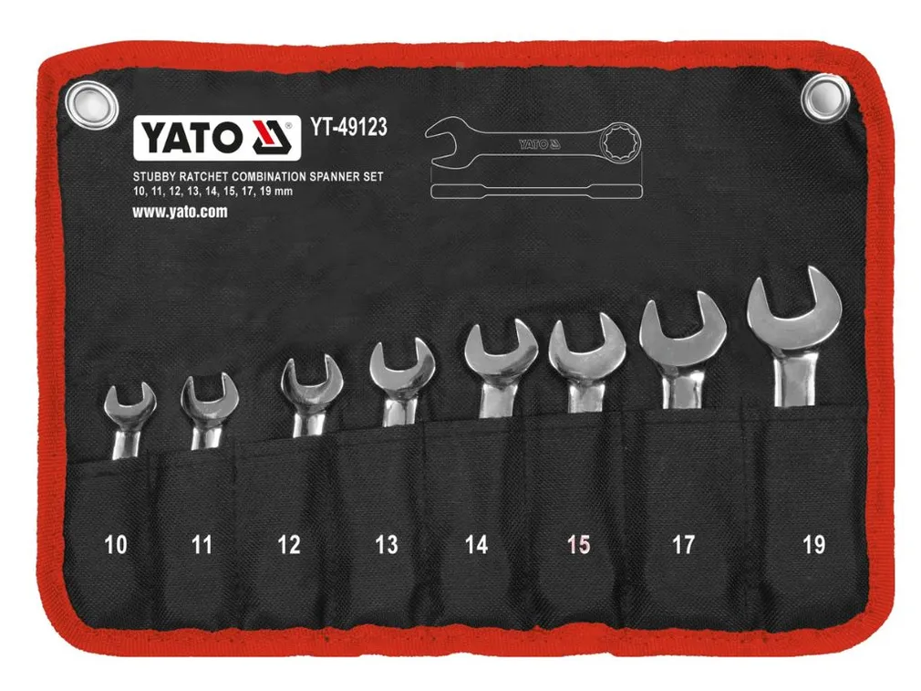 Yato Klucze płasko oczkowe krótkie z grzechotką 8el. YT-49123 