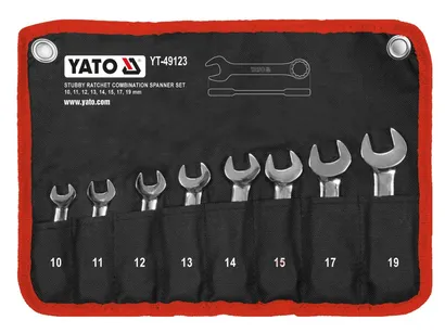Yato Klucze płasko oczkowe krótkie z grzechotką 8el. YT-49123 