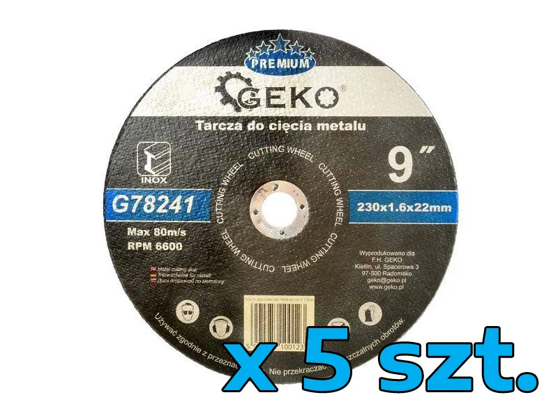 Geko Tarcza do cięcia metalu 230x1,6mm 5szt. G78241 