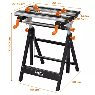 NEO Tools Stół warsztatowy regulowany aluminiowy 60x58x77–107 cm 44-700 - 5