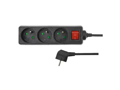 AWTOOLS Przedłużacz czarny 4 gniazda 1,5m z uziemieniem AW24690