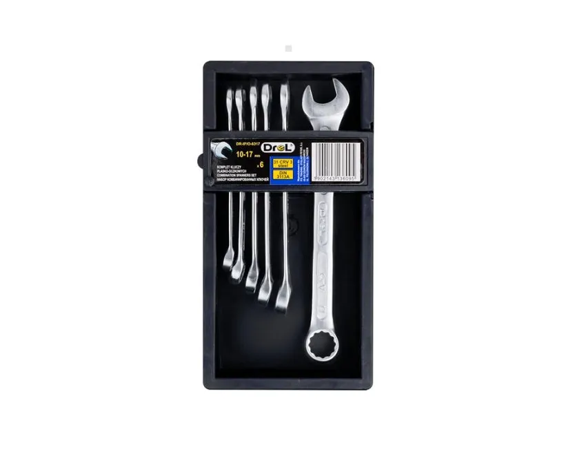 Drel Klucze płasko-oczkowe - zestaw  10-17 mm 6 szt. DR-IP/O-6317 