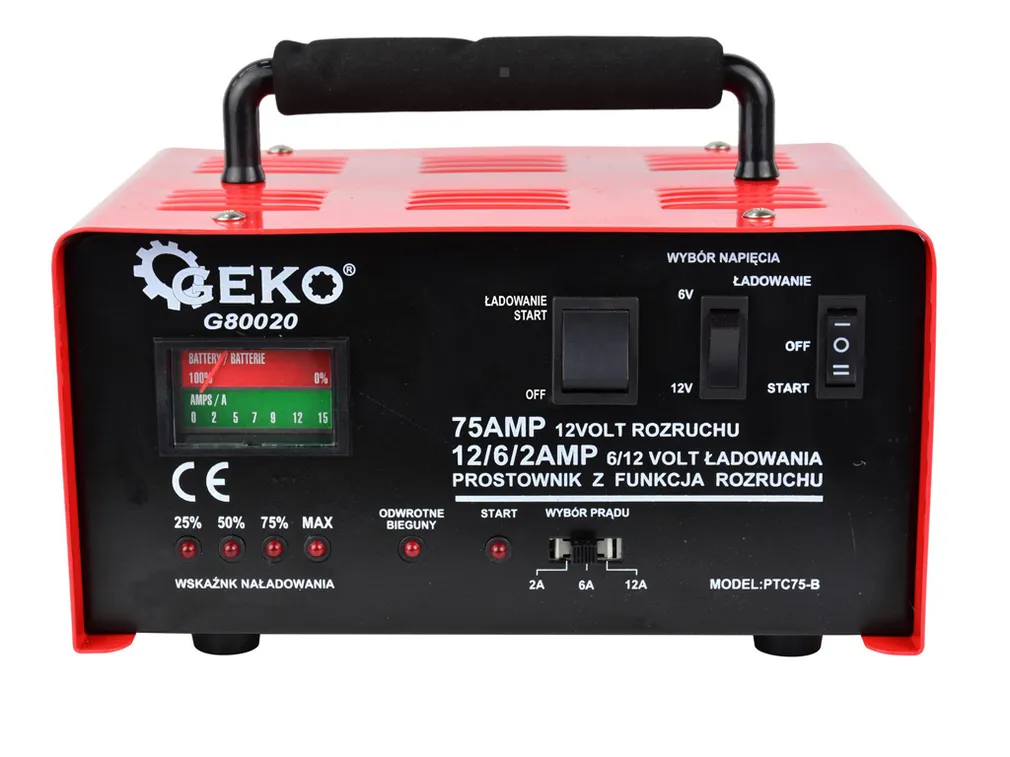 Geko Prostownik z rozruchem PTC75-B 6/12V G80020 