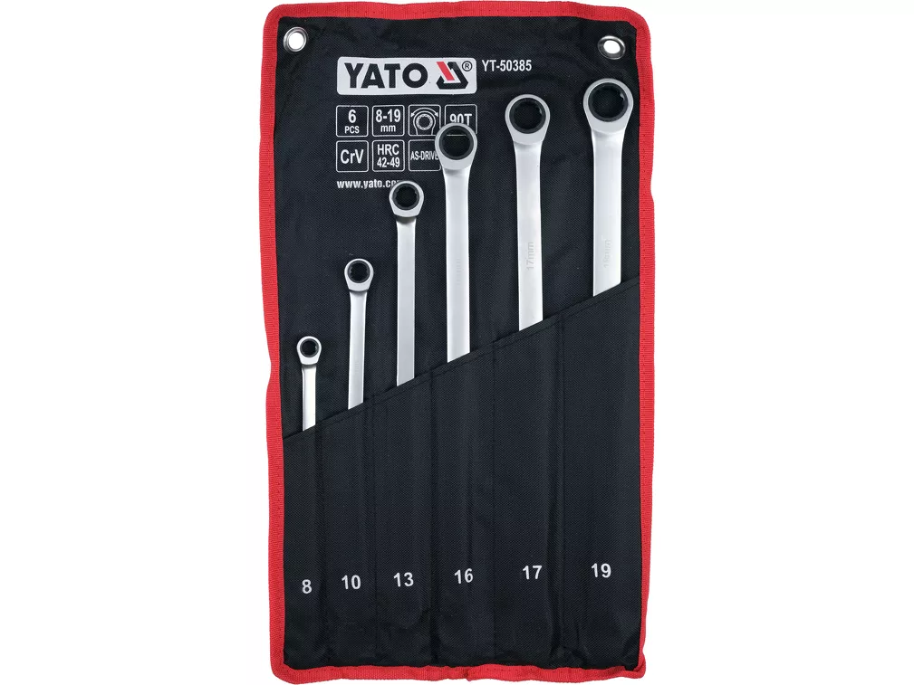 Yato Zestaw kluczy oczkowych długich z grzechotką 8-19 mm 6 szt. YT-50385