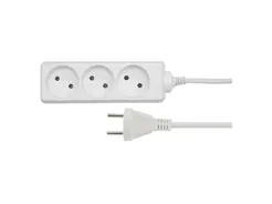 AWTOOLS Przedłużacz biały bez uziemienia 3 gniazda 3m AW24601