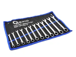 Geko Klucze płasko oczkowe z grzechotką 12szt. 8-19mm G10343
