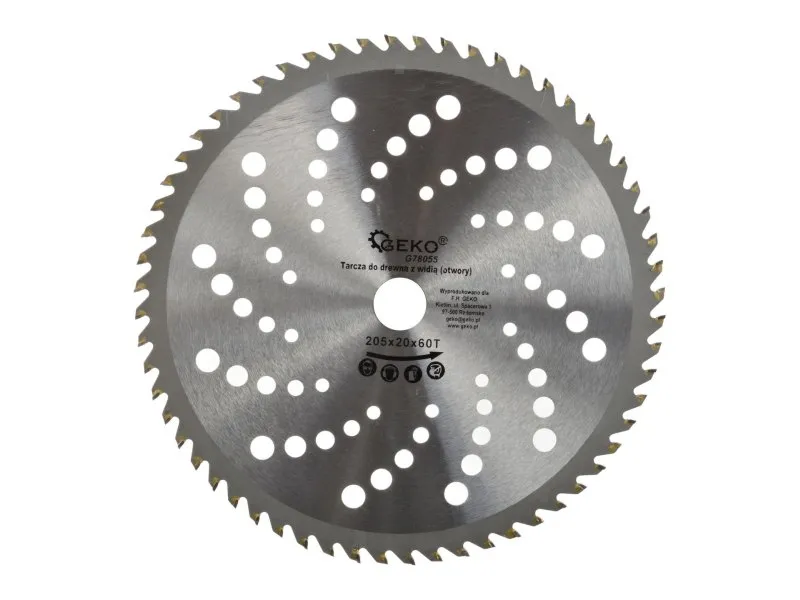 Geko Tarcza do cięcia drewna 205x20mm z otworami 60z. G78055 
