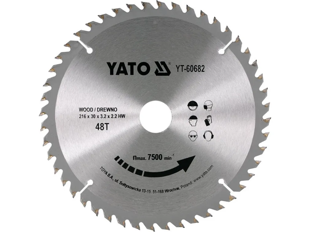 Yato Tarcza widiowa do drewna 216x48Tx30mm profesjonalna YT-60682