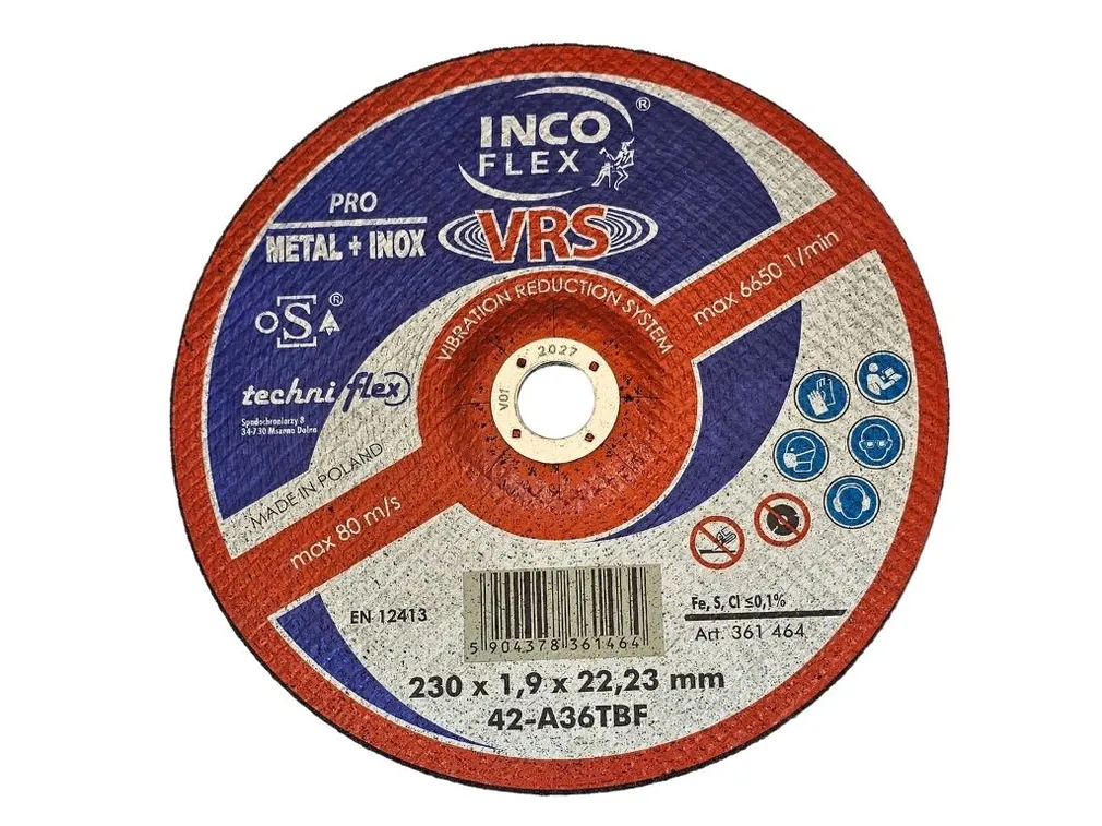 Incoflex Tarcza do cięcia metalu wypukła PRO VRS M42 230 x 1,9mm A36TBF-VRS
