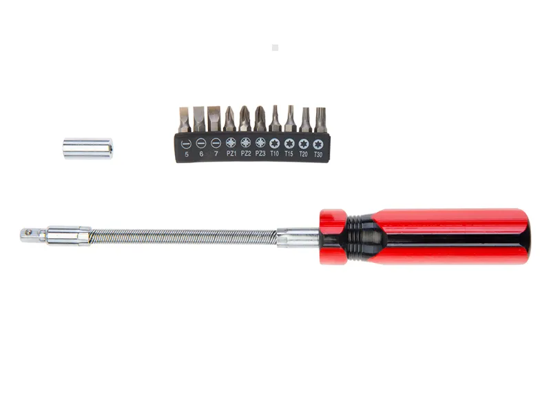 Top Tools Wkrętak z giętym grotem, z końcówkami 39D122