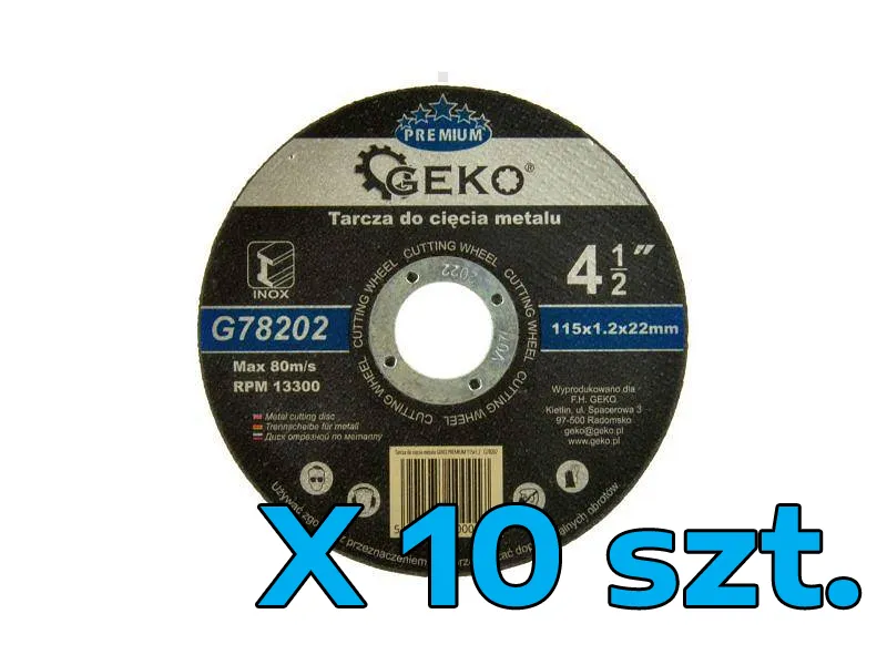 Geko Tarcza do cięcia metalu 115x1,2mm 10szt. G78202 
