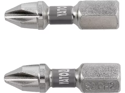 Yato Bity udarowe 1/4"x25 mm PH2 2 szt. niklowane YT-78001