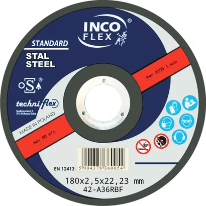 Incoflex Tarcza do cięcia metalu wypukła Standard M42 180 x 2,5mm A30RBF