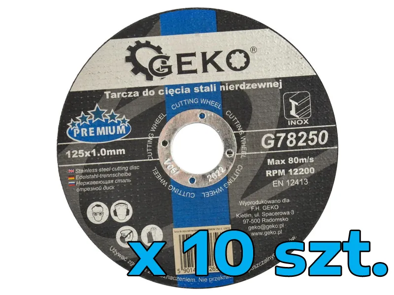 Geko Tarcza do cięcia stali nierdzewnej 125mm 10szt. G78250 
