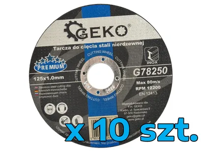 Geko Tarcza do cięcia stali nierdzewnej 125mm 10szt. G78250 
