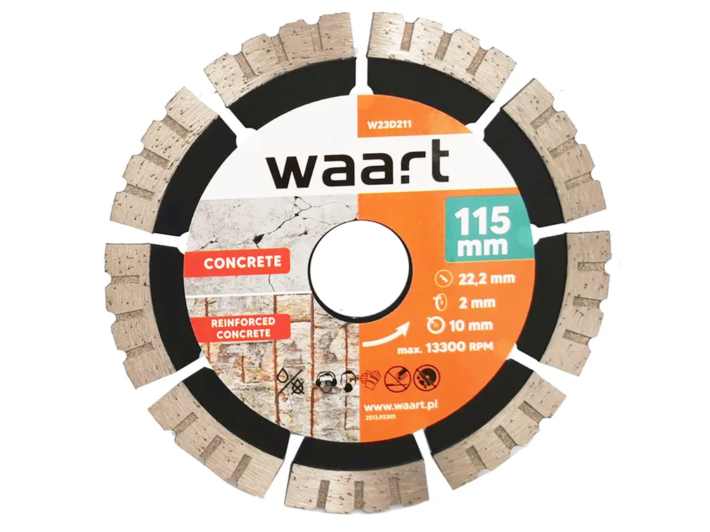Waart Tarcza diamentowa 115 mm do cięcia betonu zbrojonego JU-DCB-8115