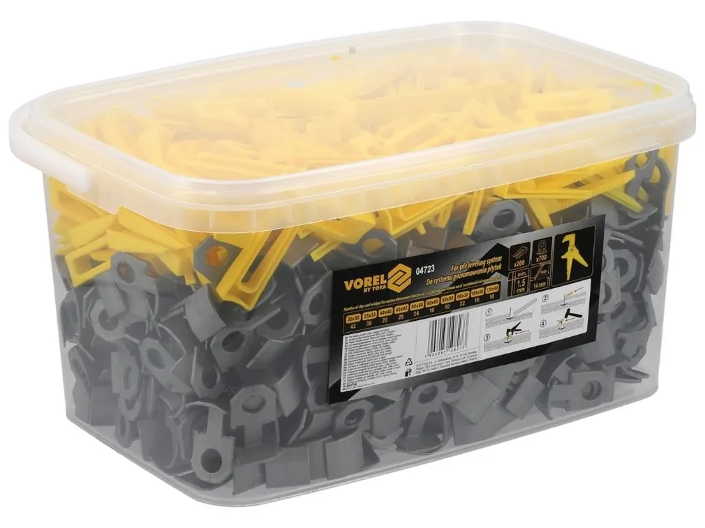 Vorel System poziomowania płytek 1,5mm 700+200 szczypce 04723