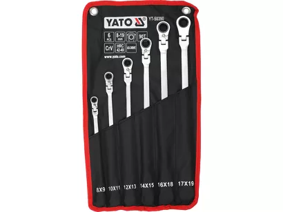 Yato Zestaw długich kluczy oczkowych z grzechotką i przegubem 8-19 mm YT-50390