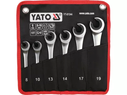 Yato Zestaw kluczy półotwartych z grzechotką 8-19 mm 6 szt. YT-01344