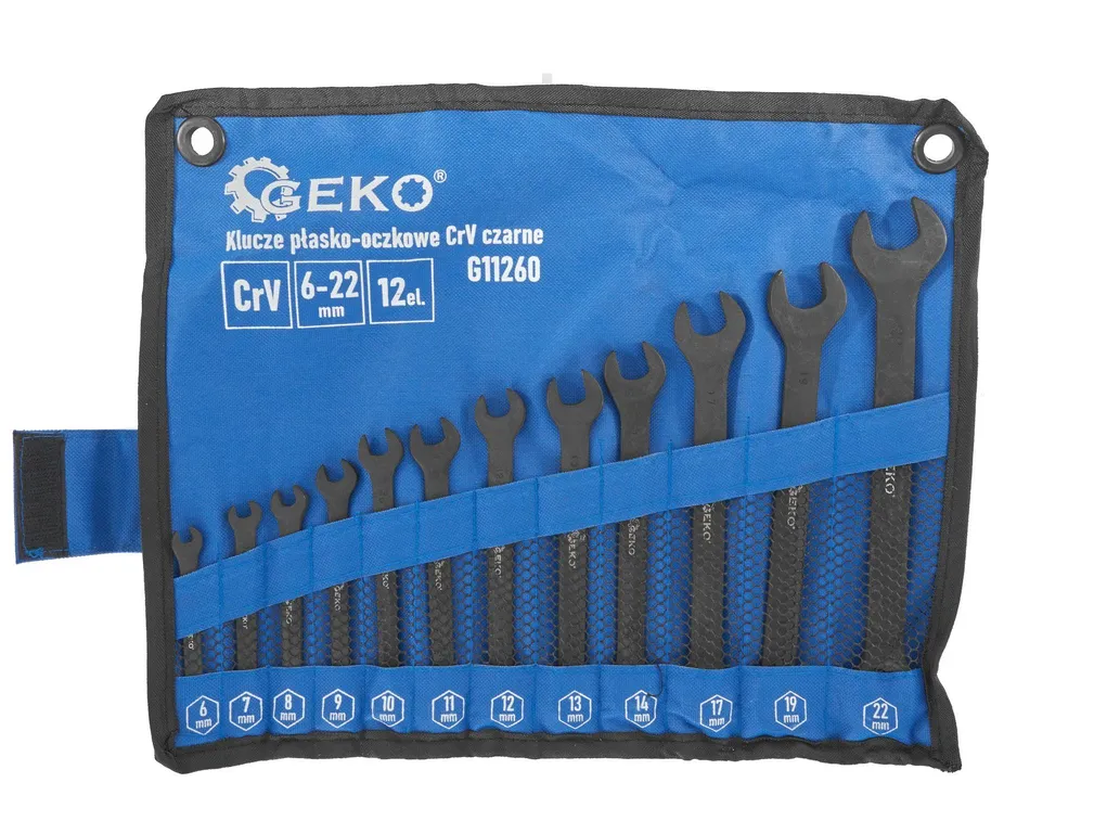 Geko Klucze płasko-oczkowe zestaw 6-22mm 12el. G11260