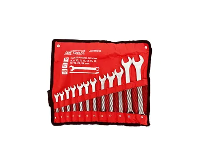AWTOOLS Klucze płasko oczkowe 12szt. 8-24mm AW39815