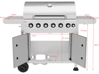 Lund Grill gazowy 6+1 z żeliwnym rusztem 20,5 kW 99638 - 17