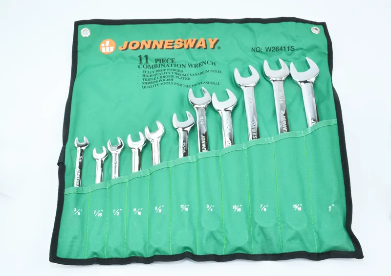 Jonnesway Klucze płasko-oczkowe calowe 11szt. W26411SA 